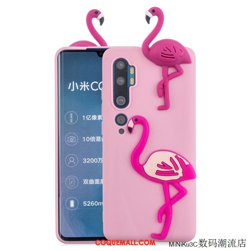 Étui Xiaomi Mi Note 10 Rose Téléphone Portable Petit, Coque Xiaomi Mi Note 10 Dessin Animé Charmant Beige