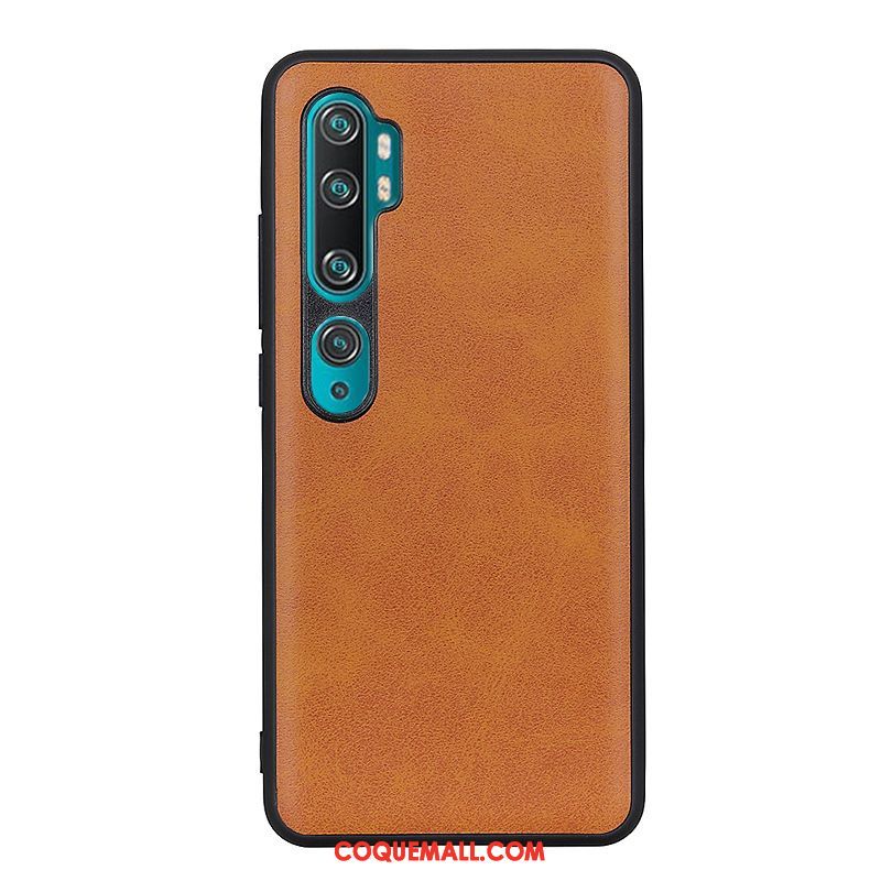 Étui Xiaomi Mi Note 10 Tout Compris Cuir Petit, Coque Xiaomi Mi Note 10 Difficile Téléphone Portable Braun Beige