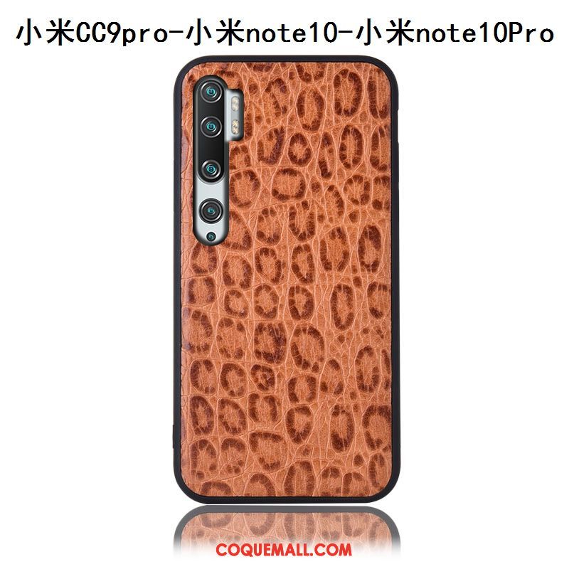 Étui Xiaomi Mi Note 10 Tout Compris Rouge Petit, Coque Xiaomi Mi Note 10 Cuir Téléphone Portable Braun Beige