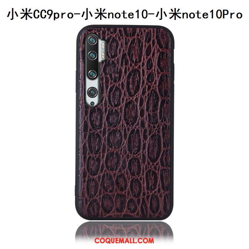 Étui Xiaomi Mi Note 10 Tout Compris Rouge Petit, Coque Xiaomi Mi Note 10 Cuir Téléphone Portable Braun Beige
