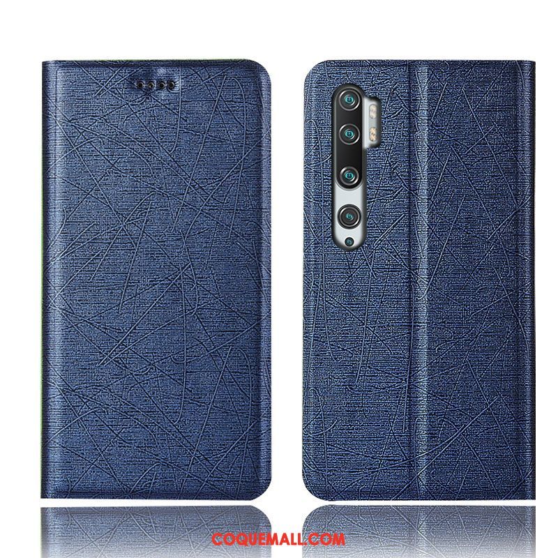 Étui Xiaomi Mi Note 10 Tout Compris Soie Protection, Coque Xiaomi Mi Note 10 Modèle Fleurie Or Beige