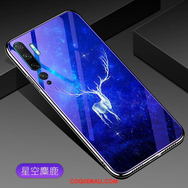 Étui Xiaomi Mi Note 10 Violet Verre Mode, Coque Xiaomi Mi Note 10 Tempérer Membrane Beige