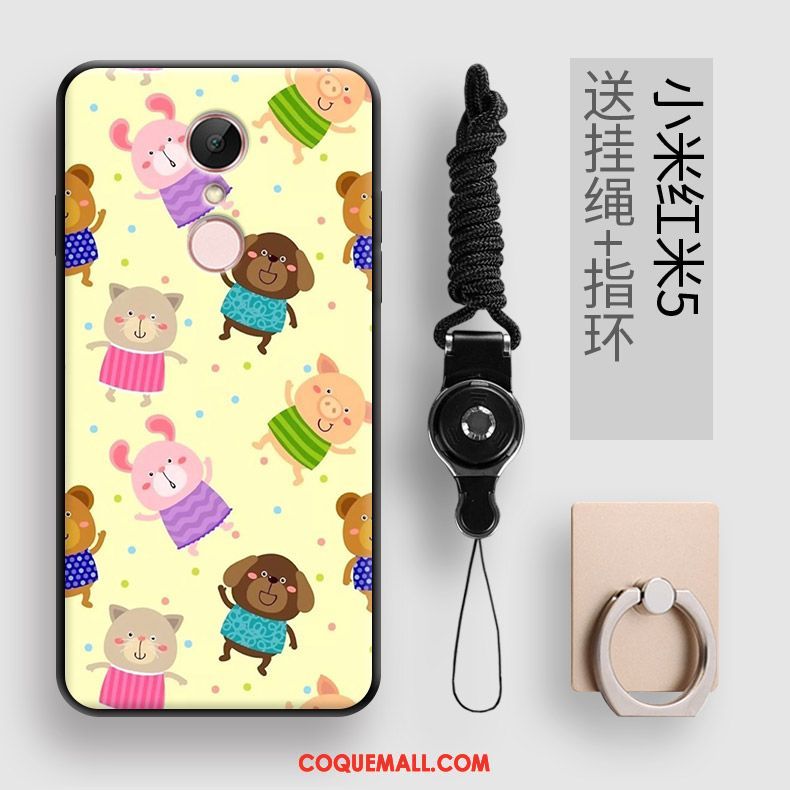 Étui Xiaomi Redmi 5 Incassable Fluide Doux Animal, Coque Xiaomi Redmi 5 Rouge Tendance Beige