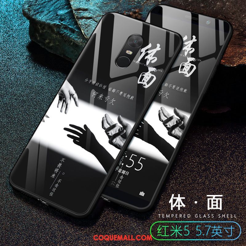 Étui Xiaomi Redmi 5 Marque De Tendance Très Mince Noir, Coque Xiaomi Redmi 5 Petit Rouge Beige
