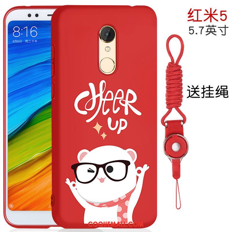 Étui Xiaomi Redmi 5 Personnalité Rouge Marque De Tendance, Coque Xiaomi Redmi 5 Couvercle Arrière Nouveau Beige