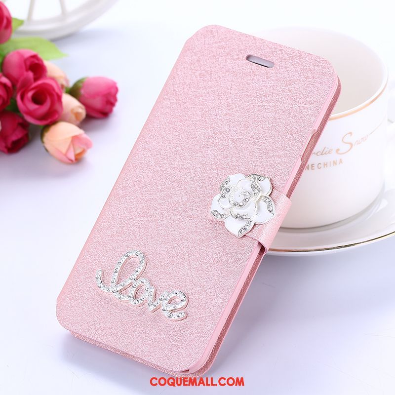 Étui Xiaomi Redmi 5 Petit Strass Incassable, Coque Xiaomi Redmi 5 Clamshell Rouge Beige