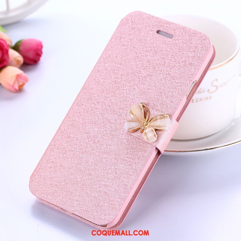 Étui Xiaomi Redmi 5 Petit Strass Incassable, Coque Xiaomi Redmi 5 Clamshell Rouge Beige