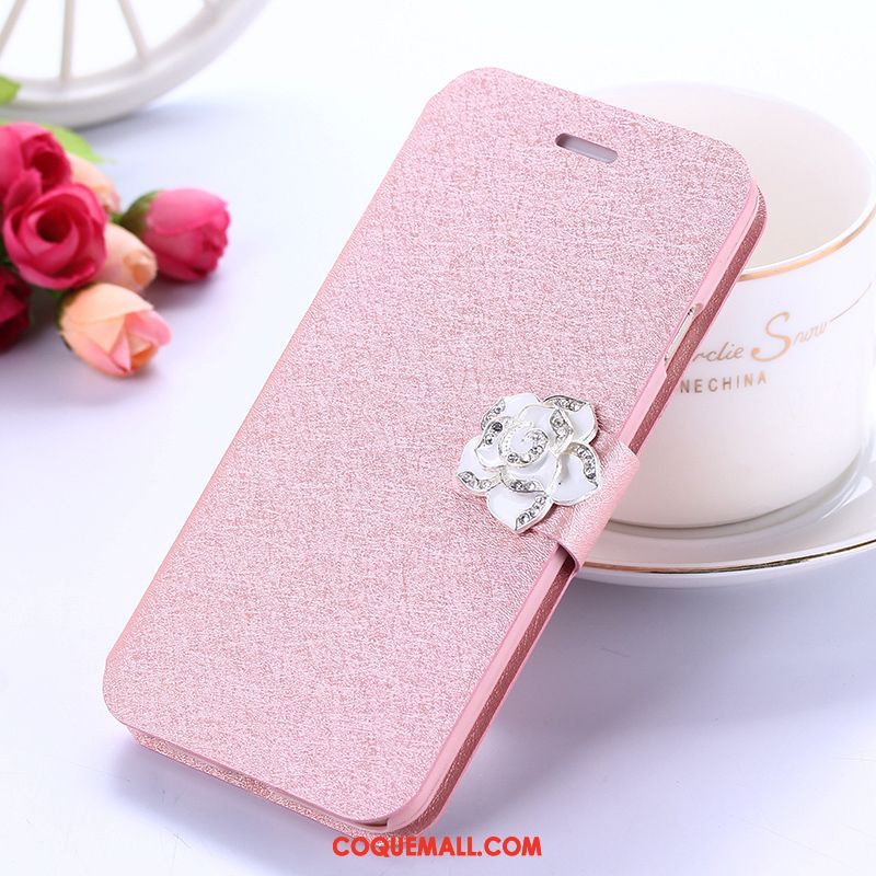 Étui Xiaomi Redmi 5 Petit Strass Incassable, Coque Xiaomi Redmi 5 Clamshell Rouge Beige