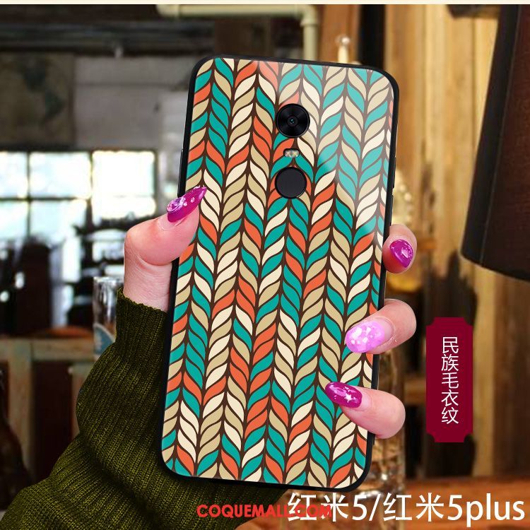 Étui Xiaomi Redmi 5 Plus Motif Ethnique Rouge, Coque Xiaomi Redmi 5 Plus Fluide Doux Modèle Fleurie Beige