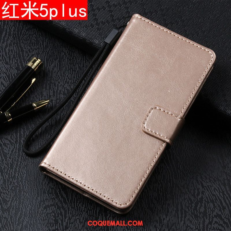 Étui Xiaomi Redmi 5 Plus Or Protection Tout Compris, Coque Xiaomi Redmi 5 Plus Incassable Étui En Cuir Beige