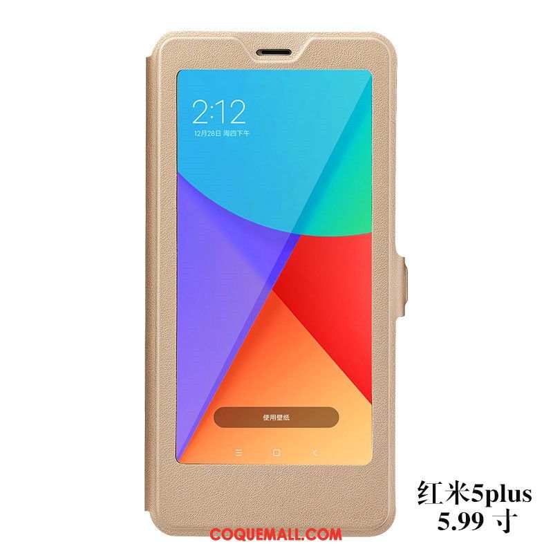 Étui Xiaomi Redmi 5 Plus Petit Fluide Doux Rouge, Coque Xiaomi Redmi 5 Plus Étui En Cuir Protection Beige