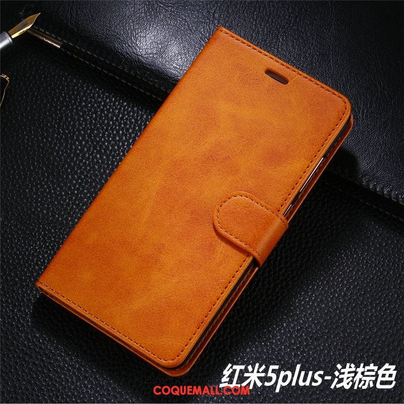 Étui Xiaomi Redmi 5 Plus Petit Téléphone Portable Rouge, Coque Xiaomi Redmi 5 Plus Protection Étui En Cuir Braun Beige