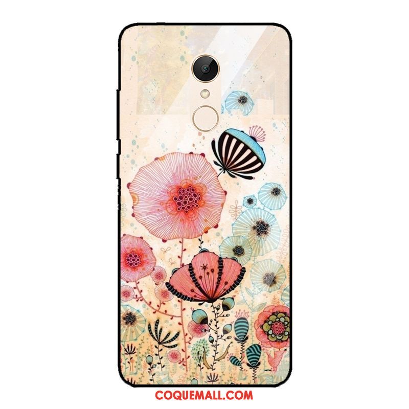 Étui Xiaomi Redmi 5 Plus Téléphone Portable Vintage Verre Trempé, Coque Xiaomi Redmi 5 Plus Art Frais Beige