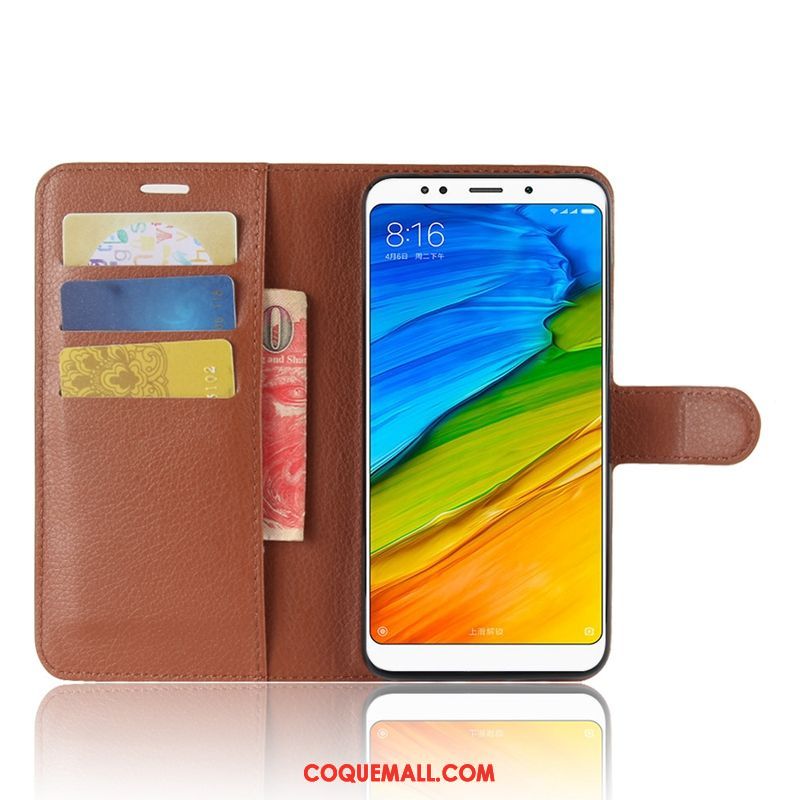 Étui Xiaomi Redmi 5 Plus Étui En Cuir Téléphone Portable Noir, Coque Xiaomi Redmi 5 Plus Incassable Rouge Beige