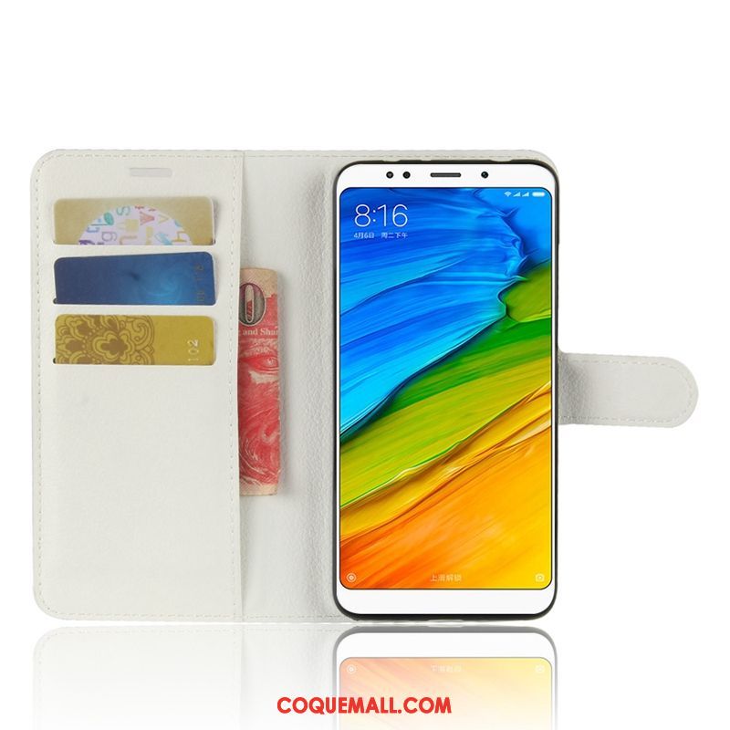 Étui Xiaomi Redmi 5 Plus Étui En Cuir Téléphone Portable Noir, Coque Xiaomi Redmi 5 Plus Incassable Rouge Beige