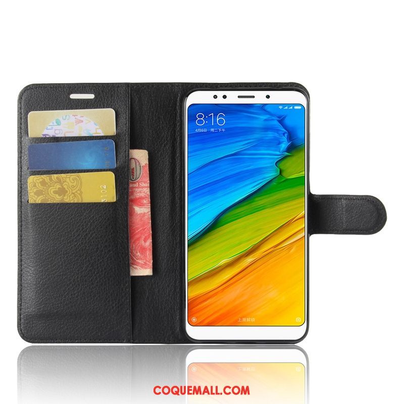 Étui Xiaomi Redmi 5 Plus Étui En Cuir Téléphone Portable Noir, Coque Xiaomi Redmi 5 Plus Incassable Rouge Beige