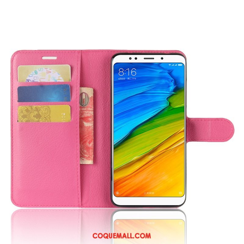 Étui Xiaomi Redmi 5 Plus Étui En Cuir Téléphone Portable Noir, Coque Xiaomi Redmi 5 Plus Incassable Rouge Beige