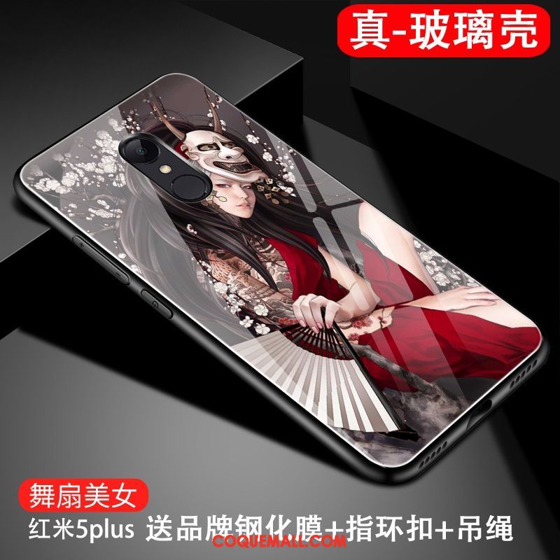 Étui Xiaomi Redmi 5 Protection Rouge Style Chinois, Coque Xiaomi Redmi 5 Téléphone Portable Noir Beige