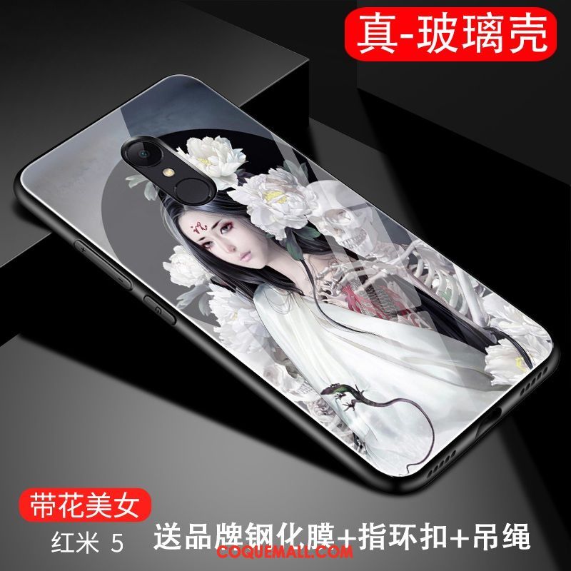 Étui Xiaomi Redmi 5 Protection Rouge Style Chinois, Coque Xiaomi Redmi 5 Téléphone Portable Noir Beige
