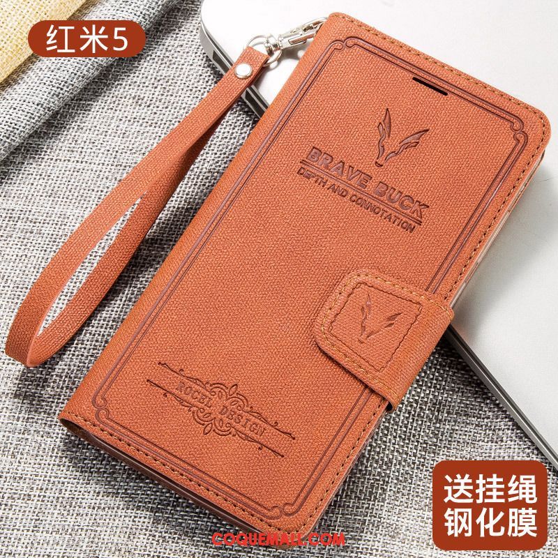 Étui Xiaomi Redmi 5 Tout Compris Protection Vintage, Coque Xiaomi Redmi 5 Étui En Cuir Incassable Beige