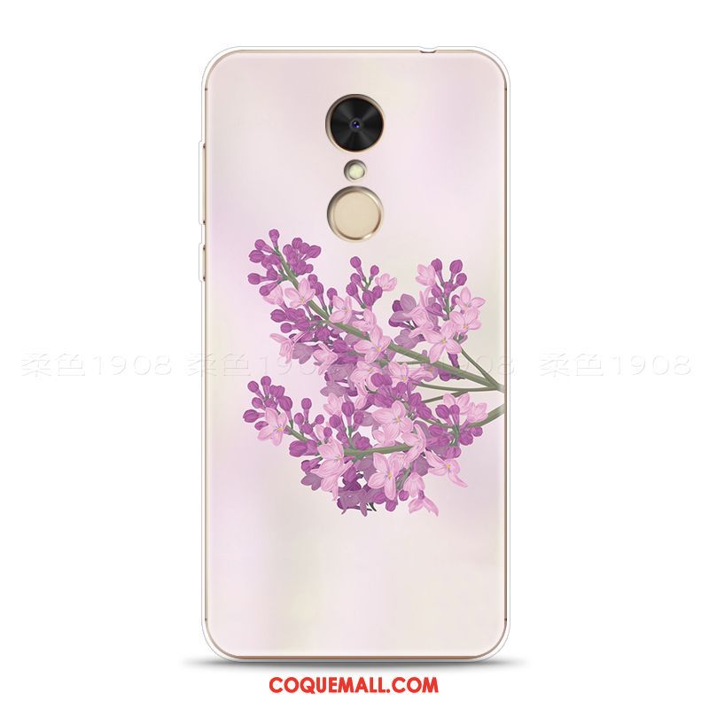 Étui Xiaomi Redmi 5 Violet Gaufrage Fleur, Coque Xiaomi Redmi 5 Art Fluide Doux Beige