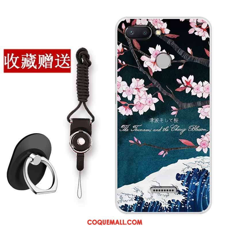 Étui Xiaomi Redmi 6 Art Fleur Rouge, Coque Xiaomi Redmi 6 Protection Téléphone Portable Beige