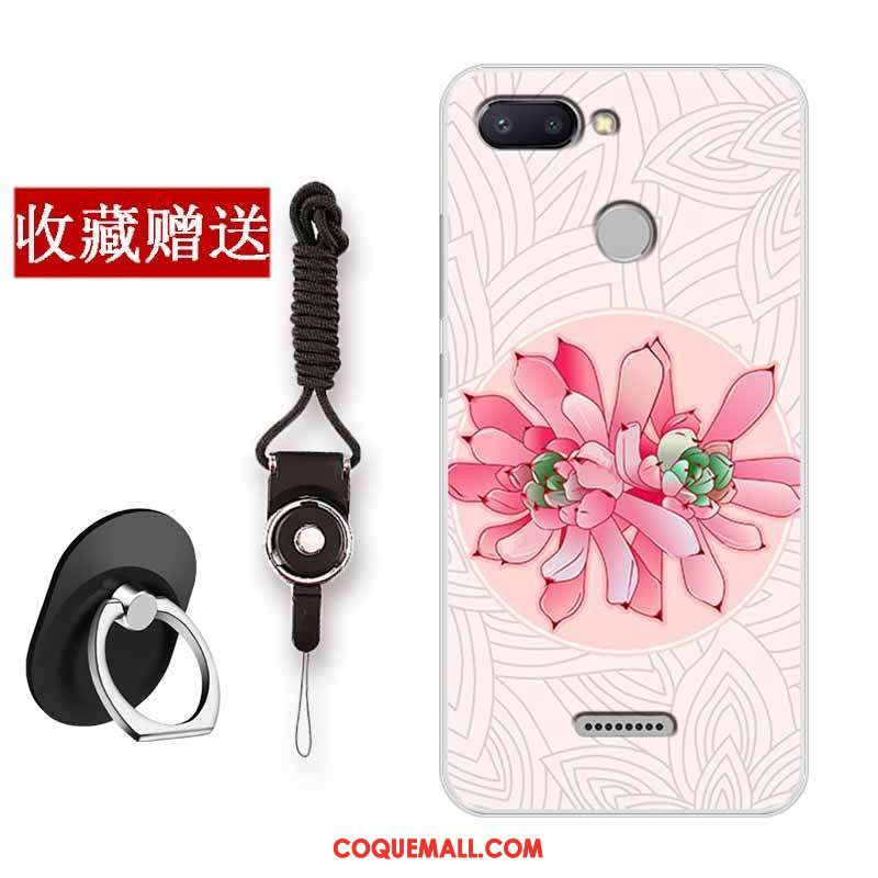 Étui Xiaomi Redmi 6 Art Fleur Rouge, Coque Xiaomi Redmi 6 Protection Téléphone Portable Beige