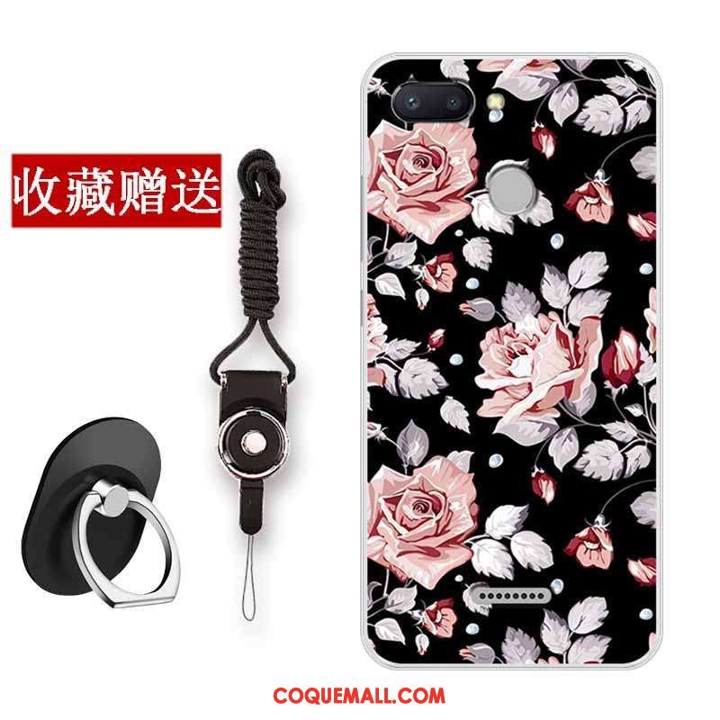 Étui Xiaomi Redmi 6 Art Fleur Rouge, Coque Xiaomi Redmi 6 Protection Téléphone Portable Beige