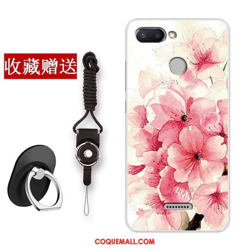 Étui Xiaomi Redmi 6 Art Fleur Rouge, Coque Xiaomi Redmi 6 Protection Téléphone Portable Beige