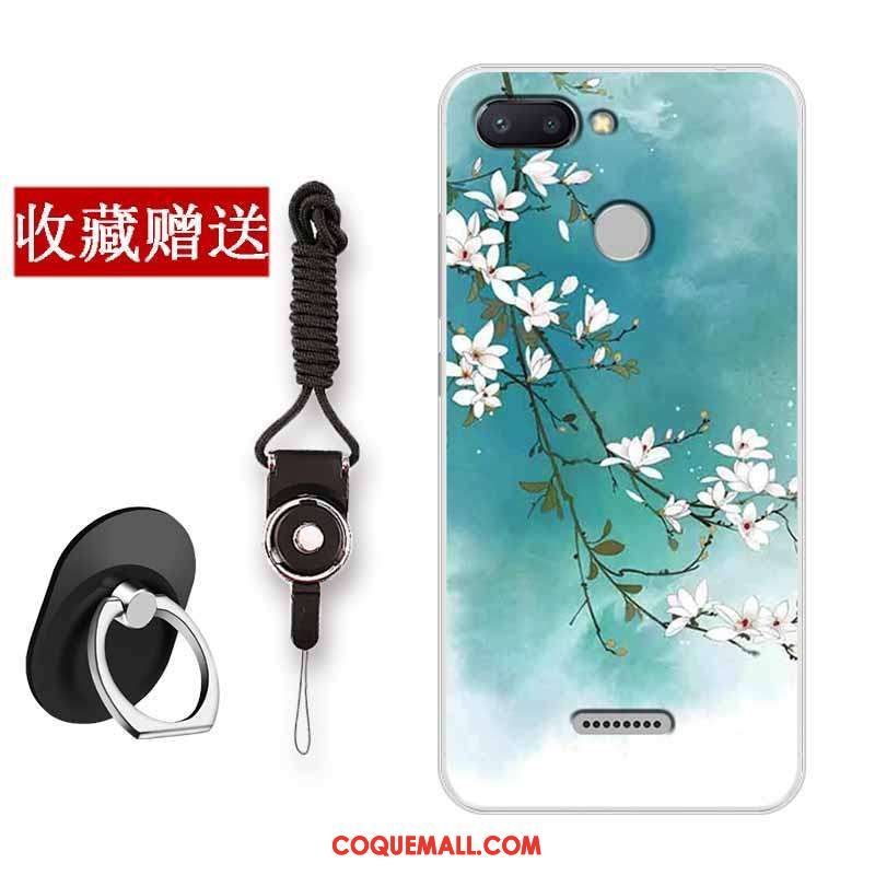 Étui Xiaomi Redmi 6 Art Fleur Rouge, Coque Xiaomi Redmi 6 Protection Téléphone Portable Beige