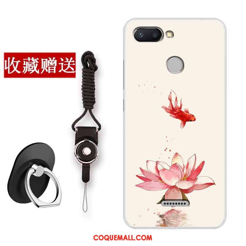 Étui Xiaomi Redmi 6 Art Fleur Rouge, Coque Xiaomi Redmi 6 Protection Téléphone Portable Beige