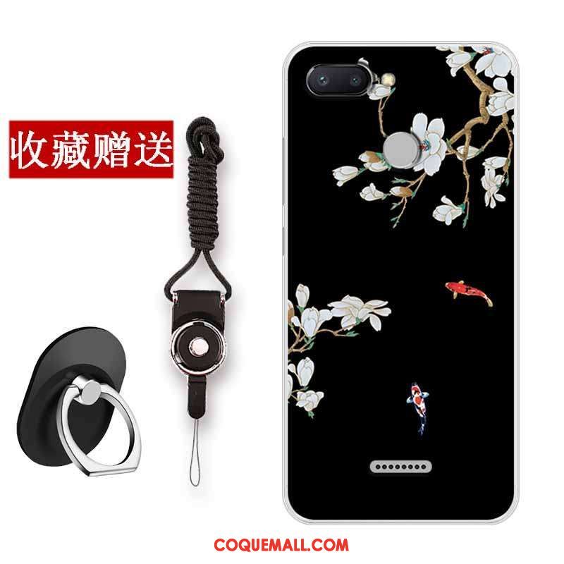 Étui Xiaomi Redmi 6 Art Fleur Rouge, Coque Xiaomi Redmi 6 Protection Téléphone Portable Beige