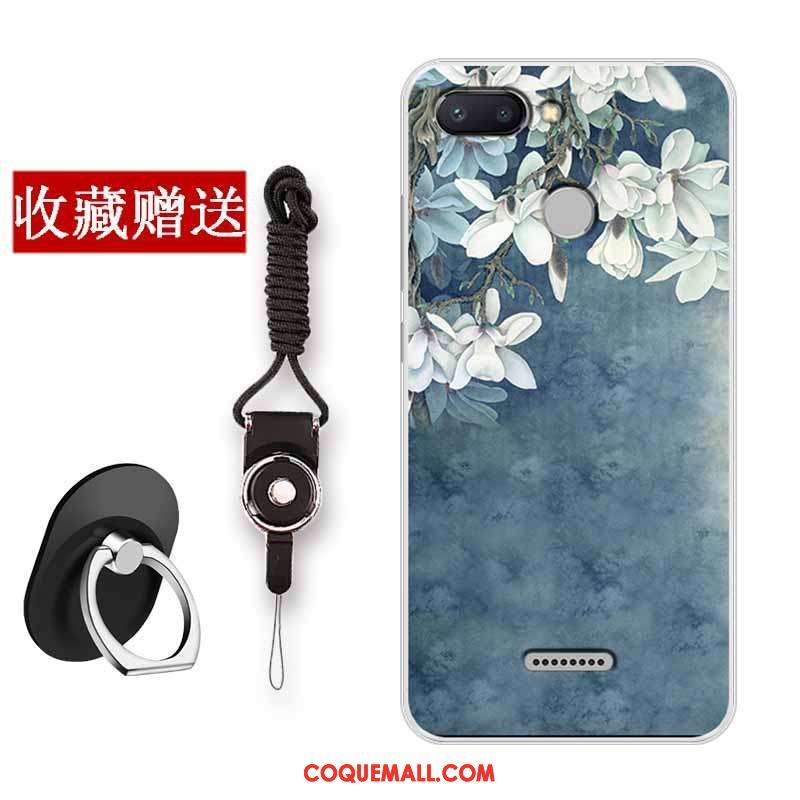 Étui Xiaomi Redmi 6 Art Fleur Rouge, Coque Xiaomi Redmi 6 Protection Téléphone Portable Beige