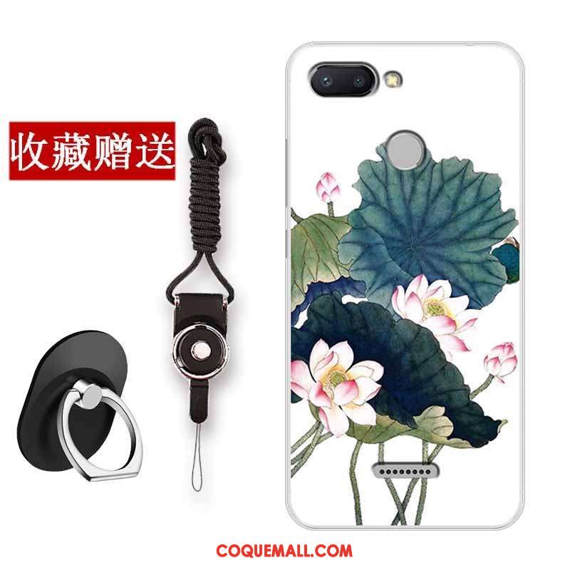 Étui Xiaomi Redmi 6 Art Fleur Rouge, Coque Xiaomi Redmi 6 Protection Téléphone Portable Beige