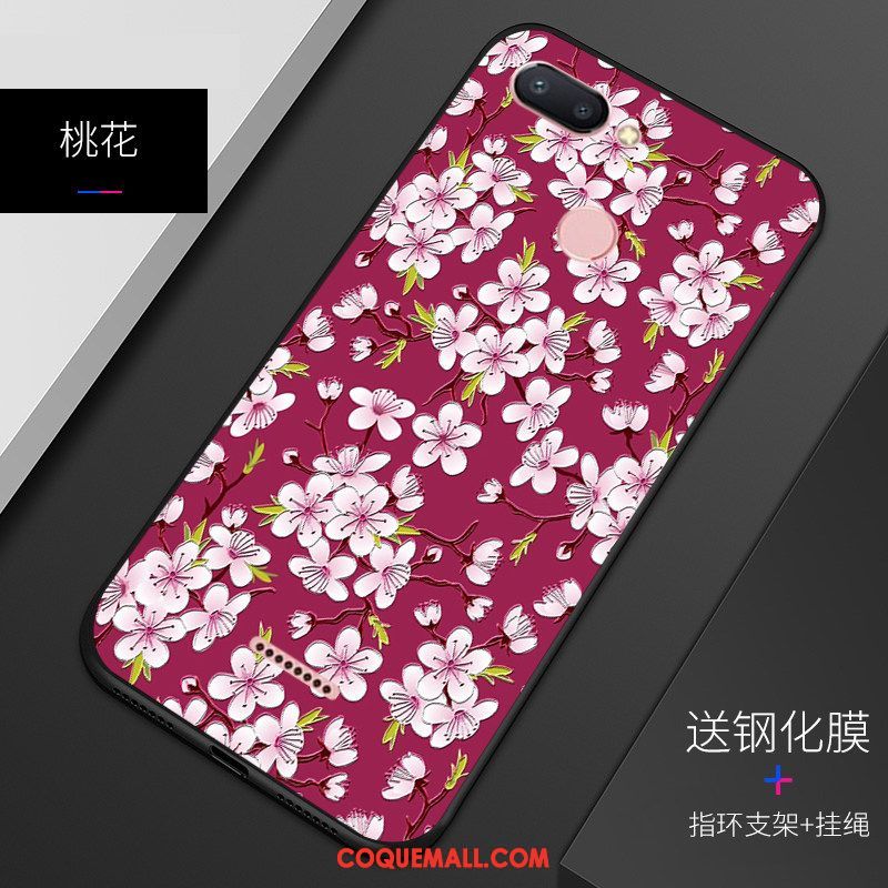 Étui Xiaomi Redmi 6 Fluide Doux Rouge Gaufrage, Coque Xiaomi Redmi 6 Personnalité Personnalisé Beige