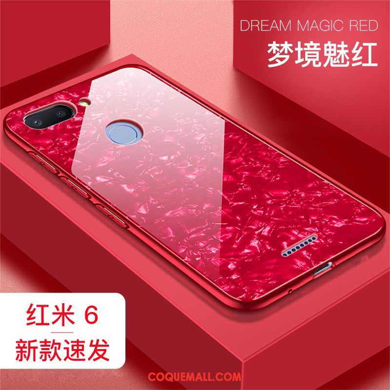Étui Xiaomi Redmi 6 Fluide Doux Téléphone Portable Net Rouge, Coque Xiaomi Redmi 6 Rouge Tout Compris Beige