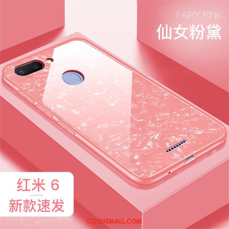 Étui Xiaomi Redmi 6 Fluide Doux Téléphone Portable Net Rouge, Coque Xiaomi Redmi 6 Rouge Tout Compris Beige