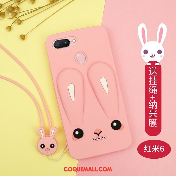 Étui Xiaomi Redmi 6 Incassable Téléphone Portable Rouge, Coque Xiaomi Redmi 6 Fluide Doux Lapin Braun Beige