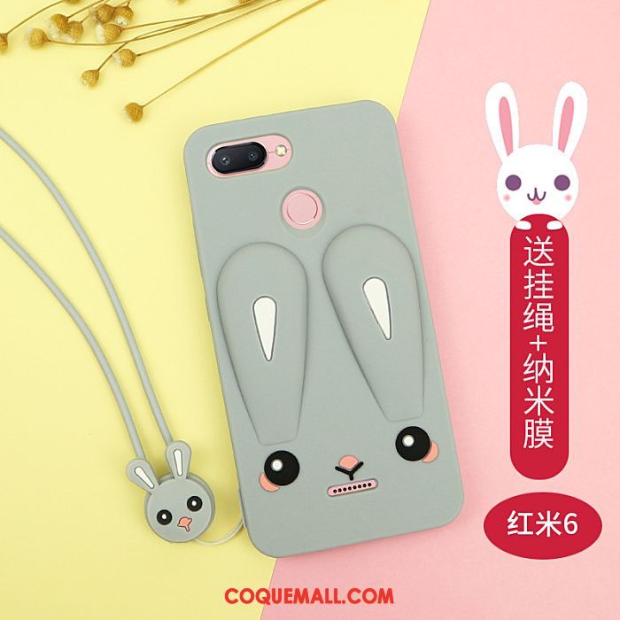 Étui Xiaomi Redmi 6 Incassable Téléphone Portable Rouge, Coque Xiaomi Redmi 6 Fluide Doux Lapin Braun Beige