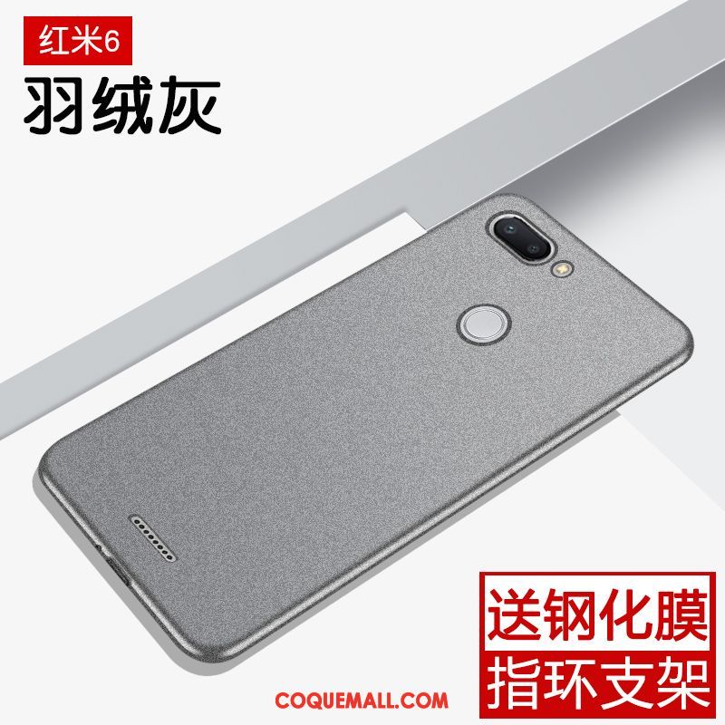 Étui Xiaomi Redmi 6 Noir Simple Tout Compris, Coque Xiaomi Redmi 6 Marque De Tendance Délavé En Daim Beige