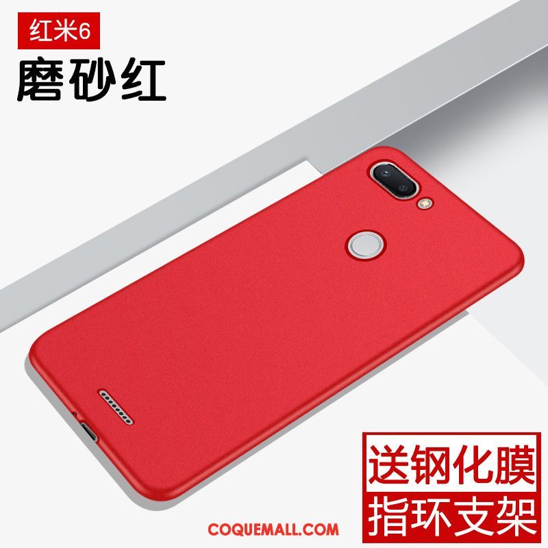 Étui Xiaomi Redmi 6 Noir Simple Tout Compris, Coque Xiaomi Redmi 6 Marque De Tendance Délavé En Daim Beige