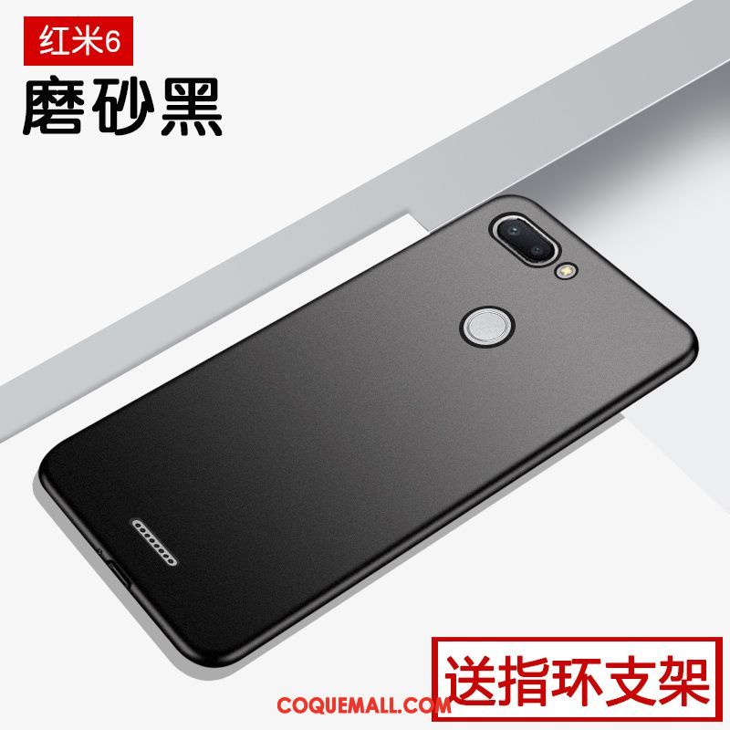 Étui Xiaomi Redmi 6 Noir Simple Tout Compris, Coque Xiaomi Redmi 6 Marque De Tendance Délavé En Daim Beige
