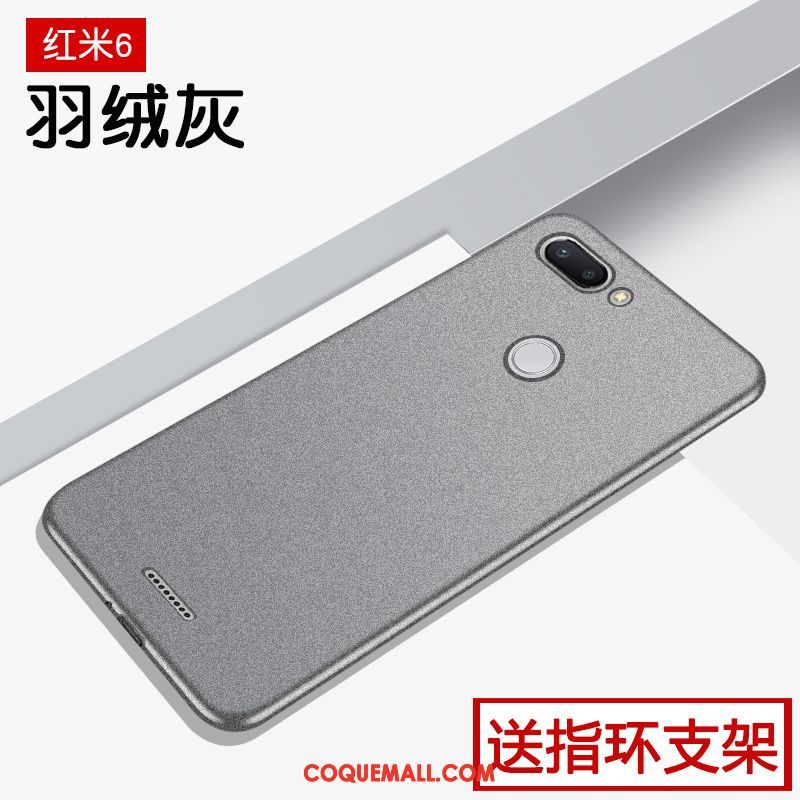 Étui Xiaomi Redmi 6 Noir Simple Tout Compris, Coque Xiaomi Redmi 6 Marque De Tendance Délavé En Daim Beige