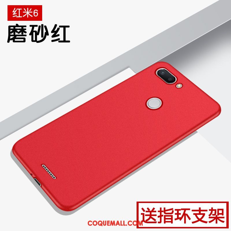 Étui Xiaomi Redmi 6 Noir Simple Tout Compris, Coque Xiaomi Redmi 6 Marque De Tendance Délavé En Daim Beige