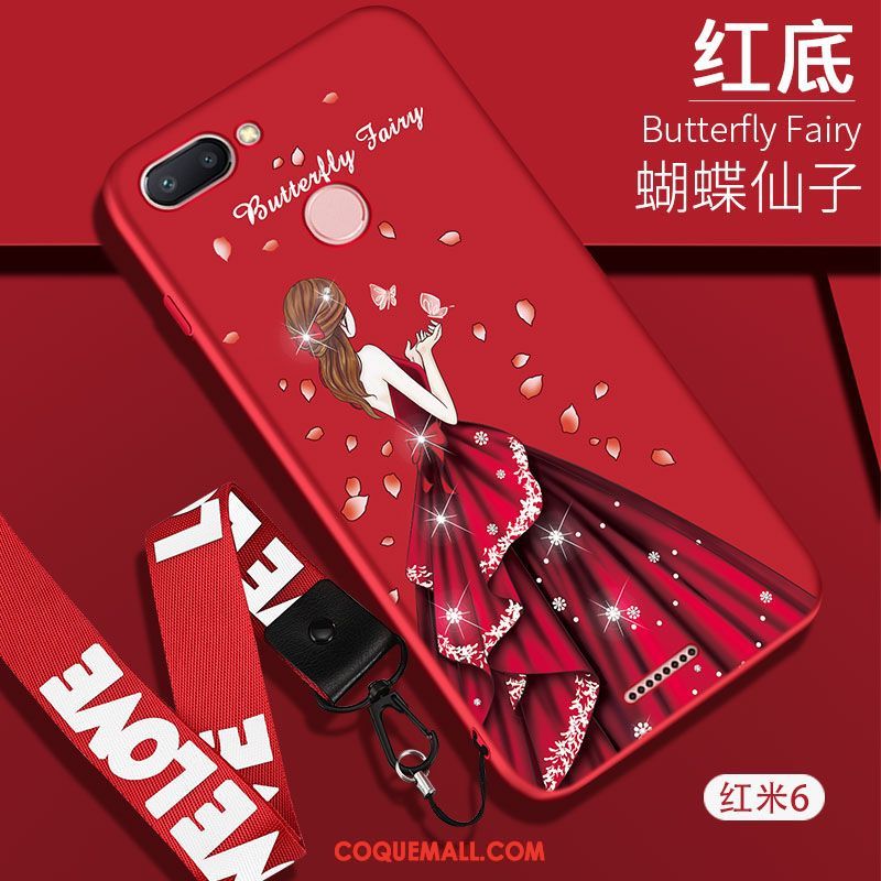 Étui Xiaomi Redmi 6 Rouge Délavé En Daim Tout Compris, Coque Xiaomi Redmi 6 Petit Silicone Beige