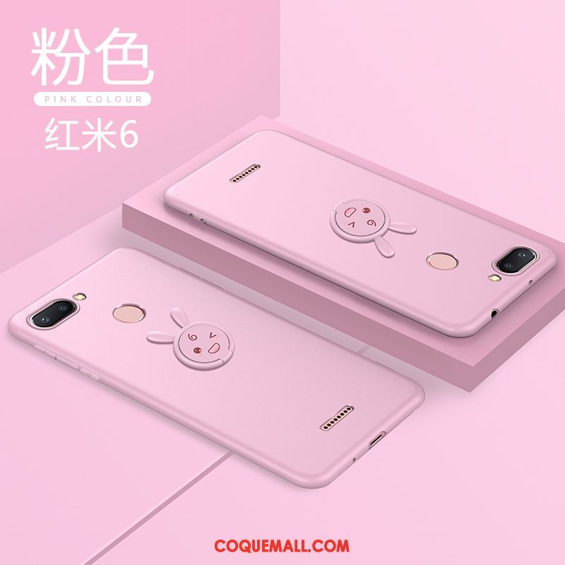 Étui Xiaomi Redmi 6 Rouge Marque De Tendance Incassable, Coque Xiaomi Redmi 6 Délavé En Daim Téléphone Portable Beige