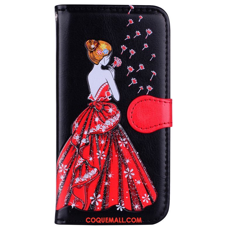 Étui Xiaomi Redmi 6 Rouge Noir Petit, Coque Xiaomi Redmi 6 Téléphone Portable Clamshell Beige