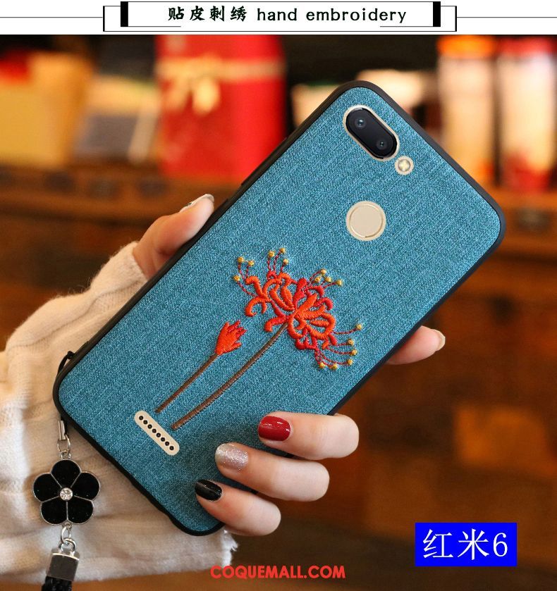 Étui Xiaomi Redmi 6 Style Chinois Rouge Tendance, Coque Xiaomi Redmi 6 Silicone Net Rouge Beige