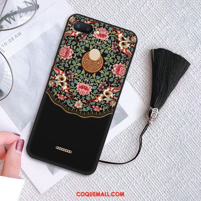 Étui Xiaomi Redmi 6 Tout Compris Fluide Doux Créatif, Coque Xiaomi Redmi 6 Noir Vintage Beige