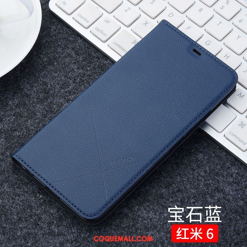 Étui Xiaomi Redmi 6 Tout Compris Étui En Cuir Rouge, Coque Xiaomi Redmi 6 Clamshell Petit Beige